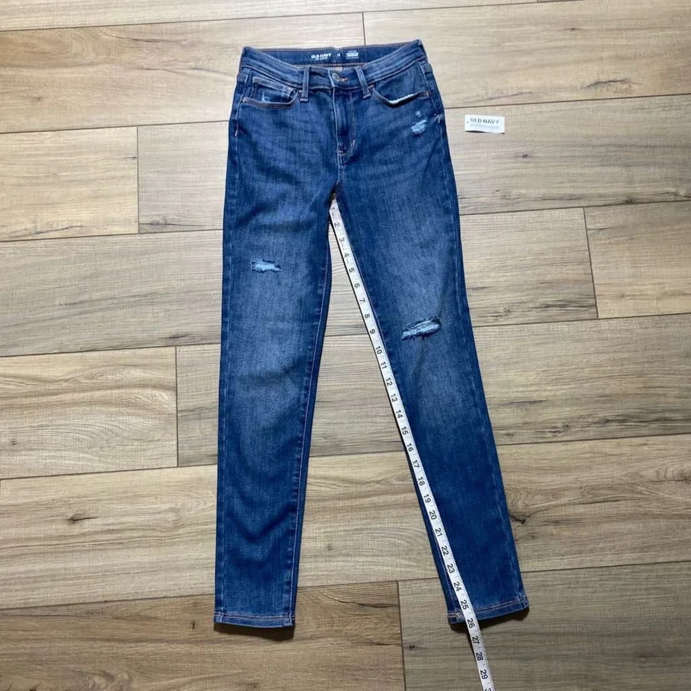 Old Navy Girls High-Rise Rockstar Distressed Jeggings Size 12 Ocean Blue‎